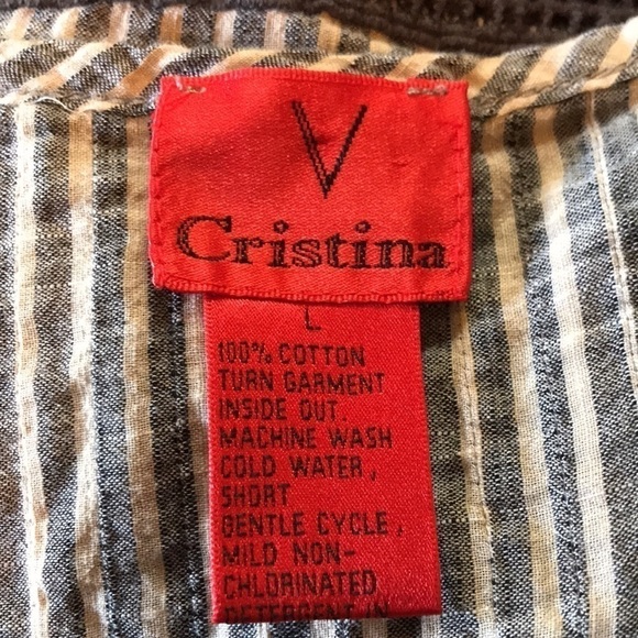 V Cristina Women’s BlouseTop L Open front with single button closure Lace Trim - Picture 8 of 10